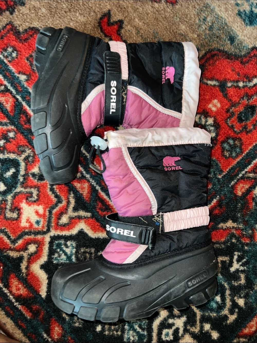 Sorel Kids Black and Pink Winter Boots